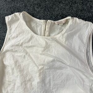 Gap Tank Top Women Large White Crinkle Texture Back Zip Everyday Wear Sleeveless